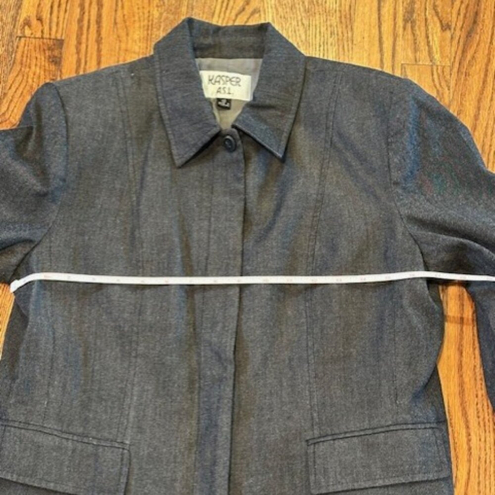 Kasper ASL Black Denim Tailored Blazer Women’s Size 12 Structured Career Jacket - Picture 10 of 11